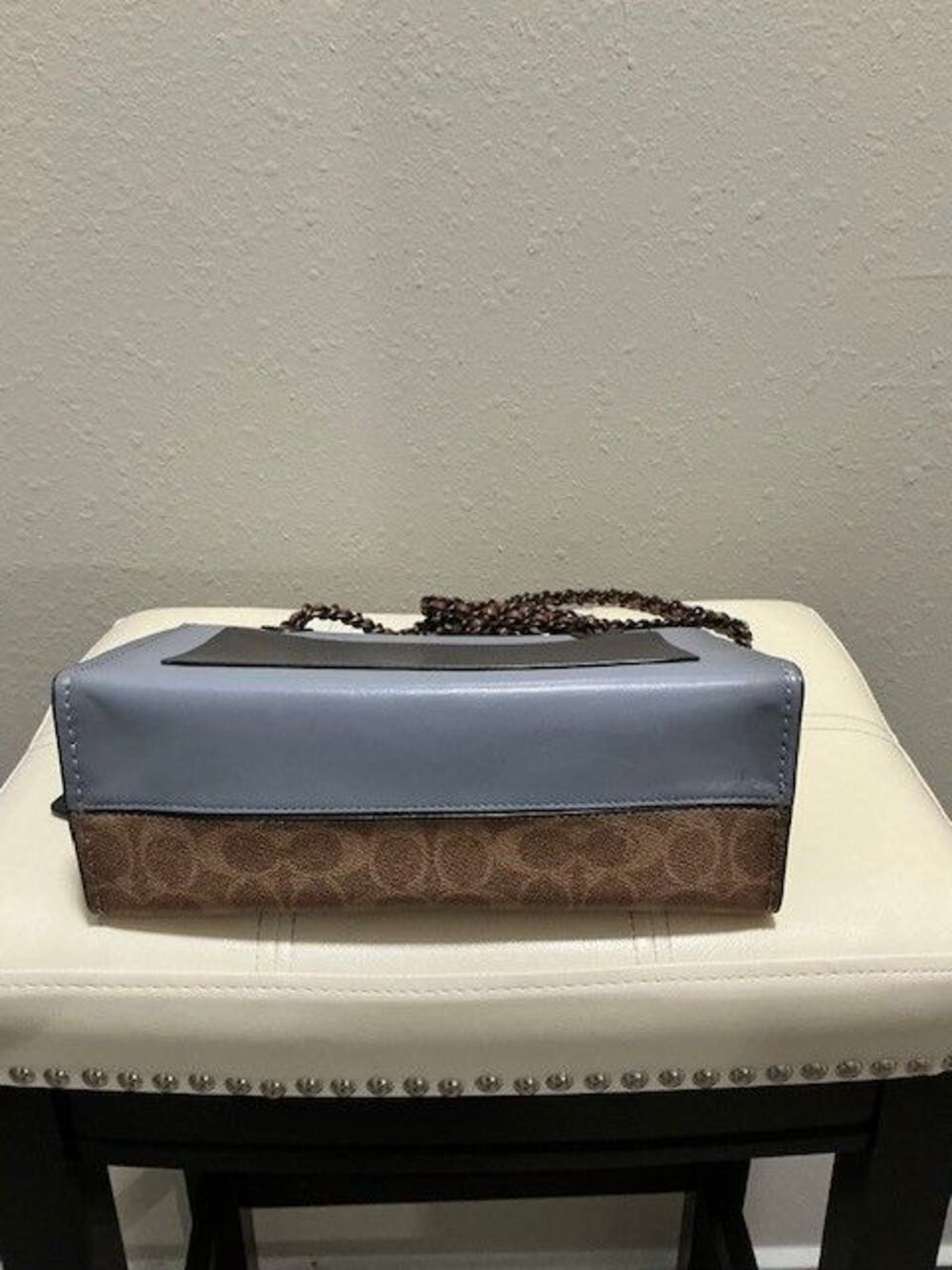 Coach Parker Tea Rose Signature Colorblock Shoulder bag &Wallet Blue Black Gold - Picture 8 of 11